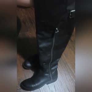 Black leather boots